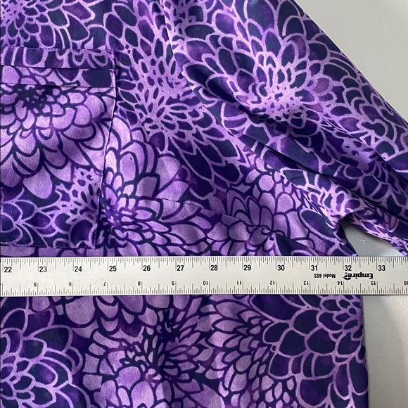 Catherines Blouse Women’s 4X 30/32W Purple Floral Button Up Collared Shirt - Picture 10 of 12